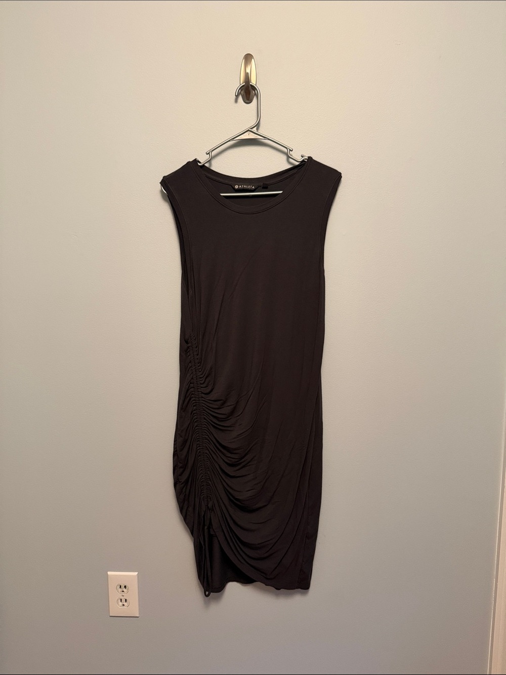 Athleta dark charcoal gray Sleeveless Ruched Midi Dress